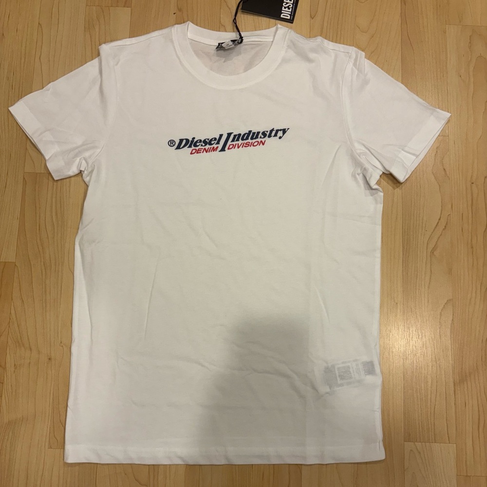 Diesel White Tee with Blue and Red Logo